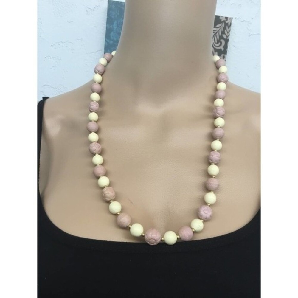 Vintage Pink and Ivory Bead Necklace